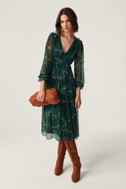 Ba&Sh Gabriela.Robe Vert Clearance