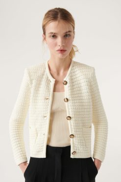 Ba&Sh Gaspard.Gilet En Maille Blanc Ecru Wholesale